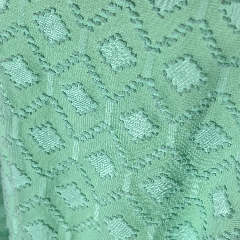 ANTHROPOLOGY BIRDCAGE BELTED SHIFT DRESS SM MINT TEXTURED FABRIC SHEER SLEEVES - Picture 6 of 13